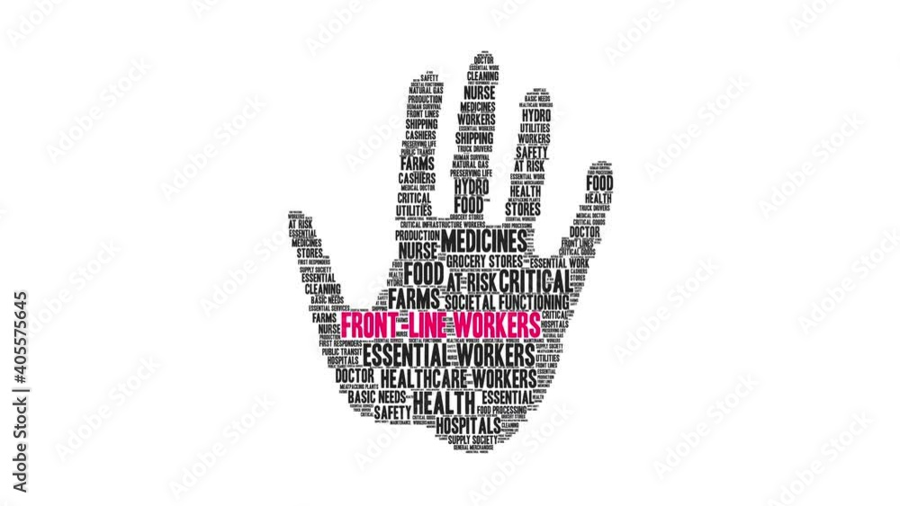 Front Line Workers animated word cloud on a white background. Front Line Workers animated word cloud on a white background.