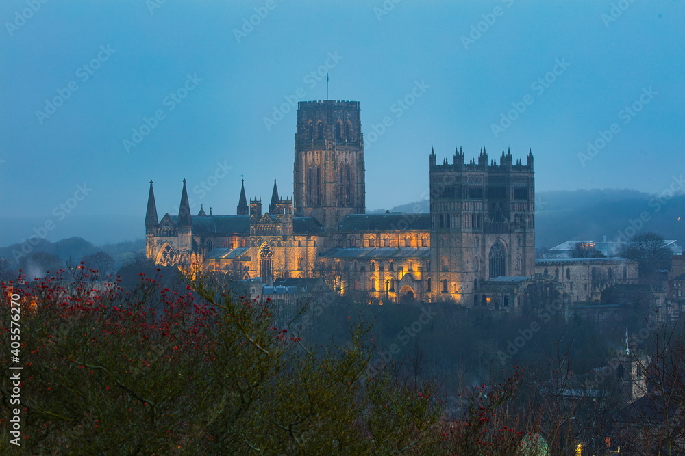 Durham Cathedral on a Misty Evening at Winter. County Durham, England, UK