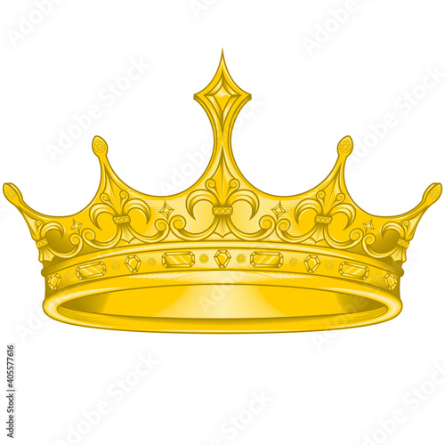 Golden crown vector design, with royal fleur de lis