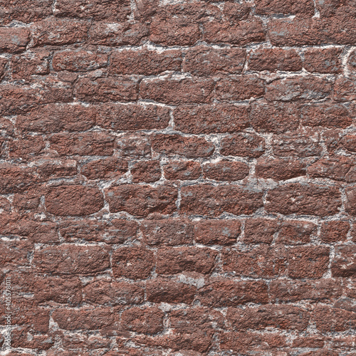 Dirty old brick stone wall facade on ancient temple architecture. Weathered textured brick background. 3D-rendering