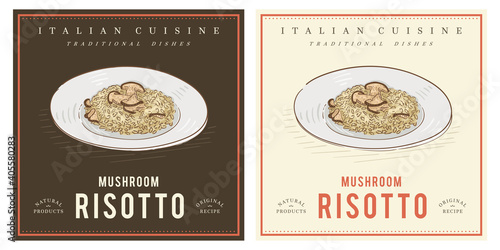 Mushroom risotto illustration for print