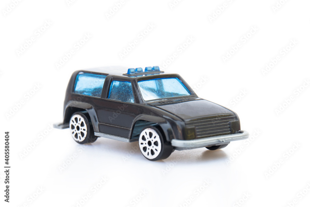 Toy car isolated on white background.