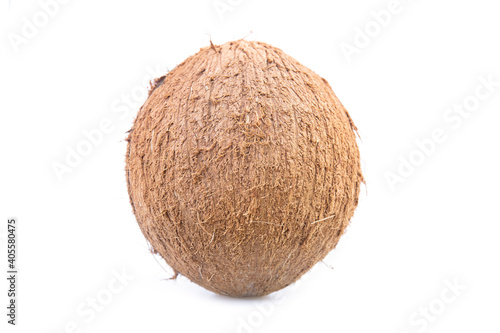 Brown coconut isolated on white background.