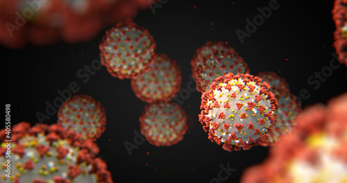 Coronavirus 3D animation SARS-CoV-2 Virus, 2019-nCoV Infecting Human Cells, SARS, MERS, flu, influenza. High Quality 3D render. Microorganisms Pathogens bacterium