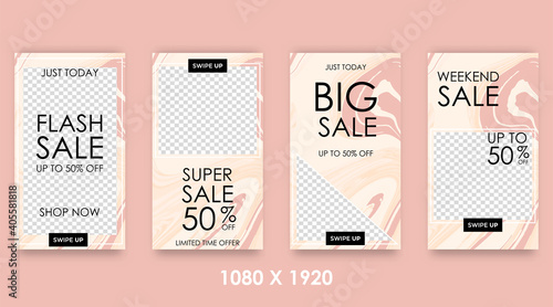 Vector social media story, posts, highlights template. Design backgrounds for social media with beauty concept.	