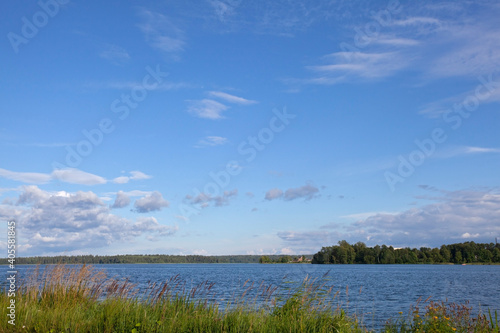 Horizontal natural landscape, view of Valdai lake, Russia.