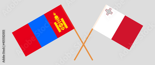 Crossed flags of Mongolia and Malta