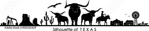 Obraz na płótnie TEXAS Silhouette Landscape Silhouette Vector w salonie