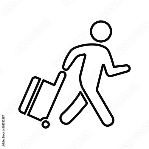 Luggage, bag, travel, passenger line icon. Outline vector design.