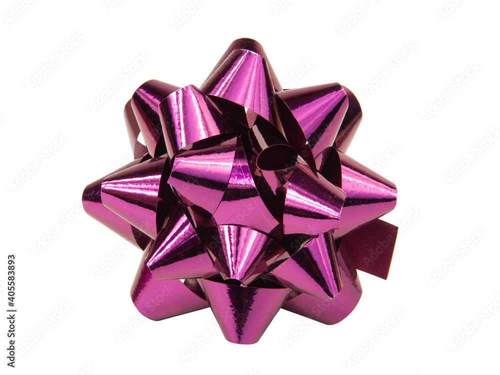 Purple foil gift bow isolated on the white background Purple foil gift bow isolated on the white background