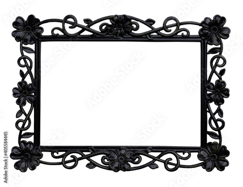 Elegant black photo frame on isolated white background