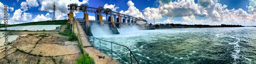 Panoramic View of the Hydro Power Plant Dam, Dubasari, Moldova, Dniester river