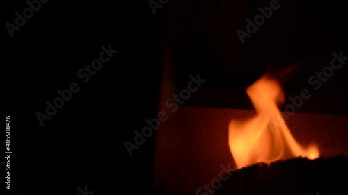 fire burning in a fireplace