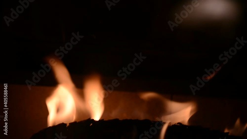 fire burning in a fireplace