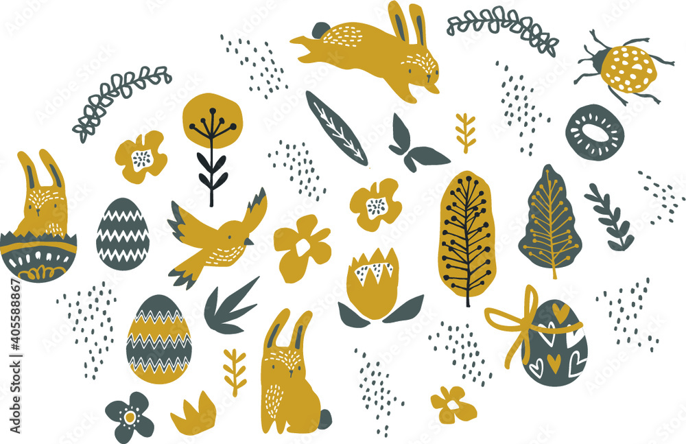 künstlerische und moderne Grafikelemente für Frühling und Ostern künstlerische und moderne Grafikelemente für Frühling und Ostern