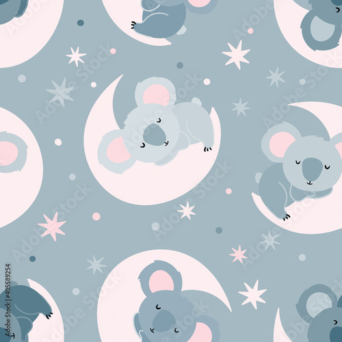 Photography cute koalas Seamless pattern