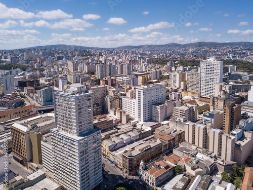 фотографія Drone aerial view of buildings skyline of Porto Alegre city, Rio Grande do Sul state, Brazil