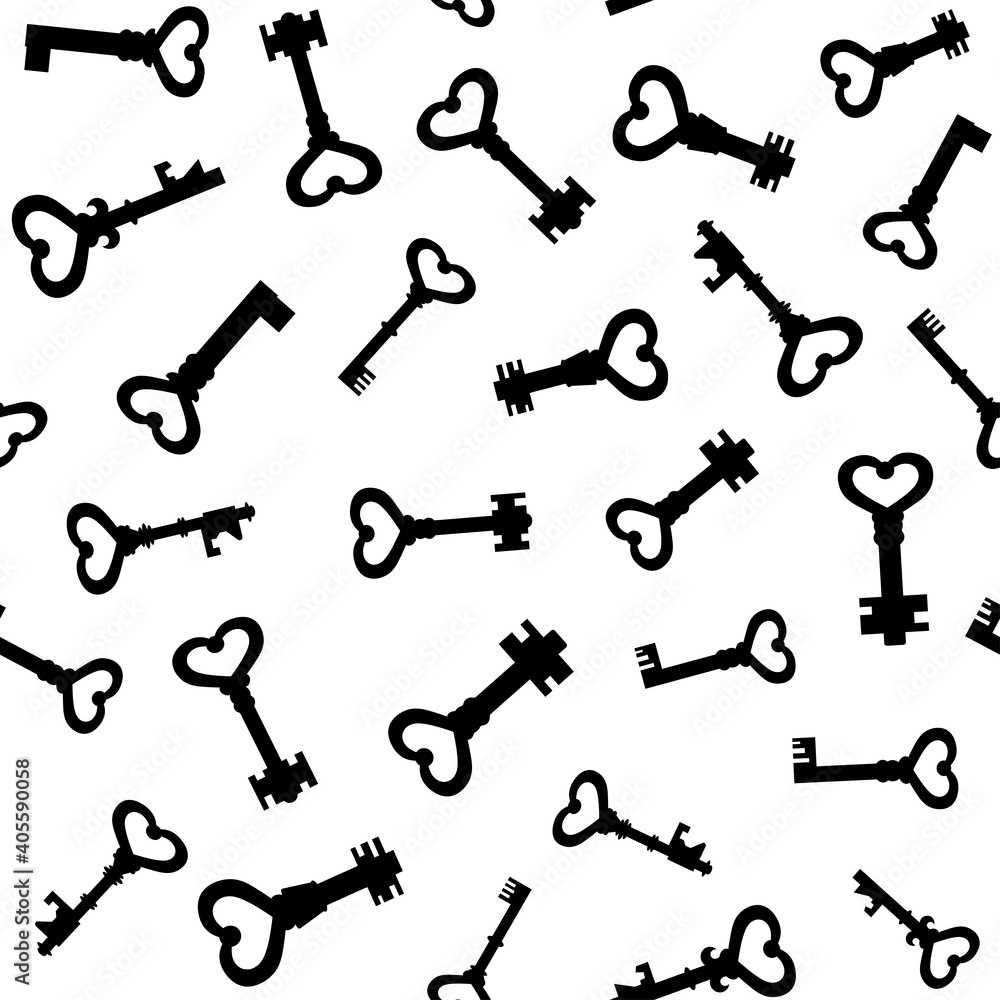 Obraz premium Key icon in flat style. Password vector illustration on white isolated background. Access seamless pattern business concept.