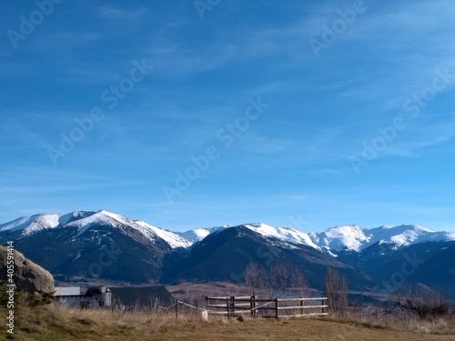 peaceful landscape snow mountains 