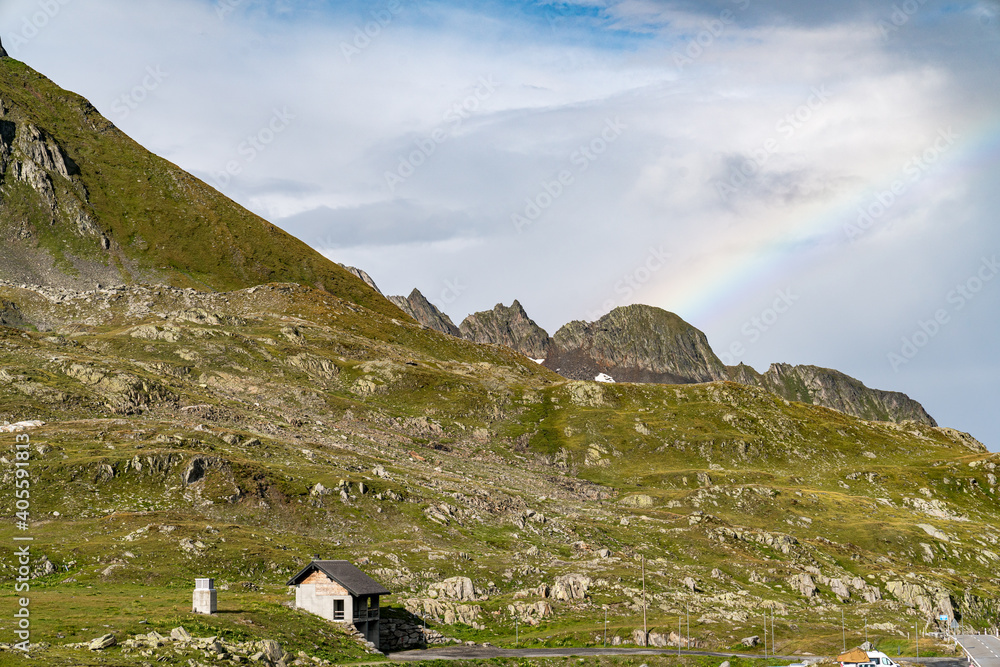 Fototapeta premium Schweiz Swiss Berge Regenbogen Himmel