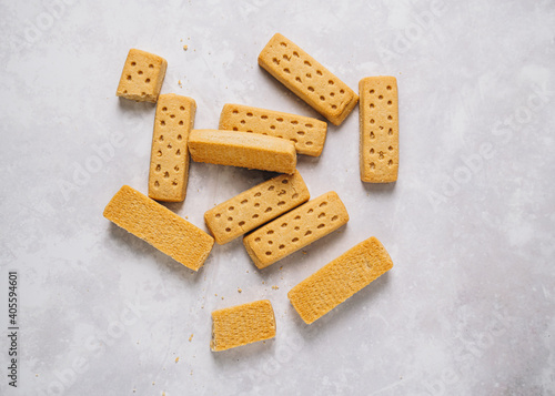 shortbread cookies on a grey background