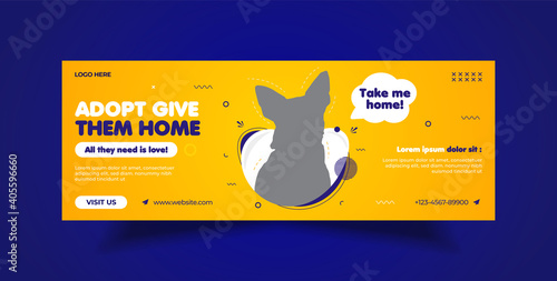 Pet care social media post, web banner, and Facebook cover template
