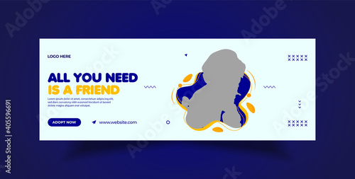 Pet care social media post, web banner, and Facebook cover template