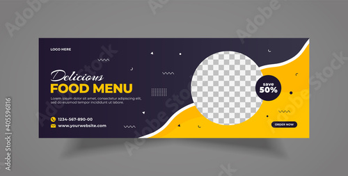 Food menu and restaurant  social media post, web banner, and Facebook cover template 