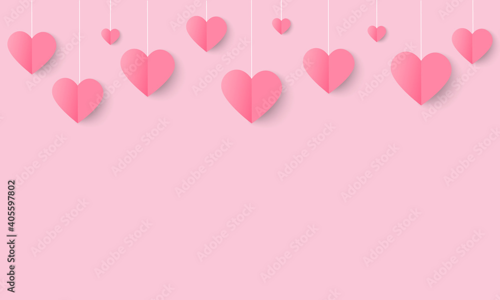 vector love and valentine day background with origami hanging heart. vector love and valentine day background with origami hanging heart.