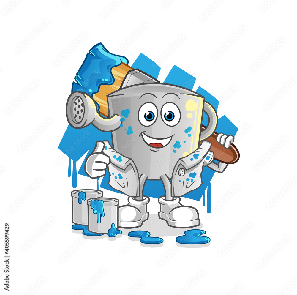 watering can painter illustration. character vector