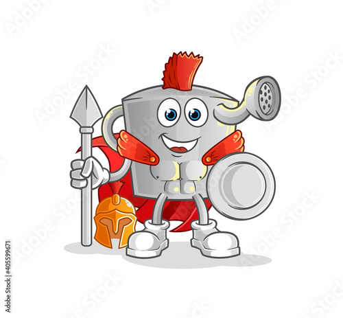 watering can spartan character. cartoon mascot vector
