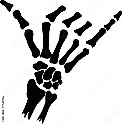Shaka Sign making Skeleton Hand Vector Illustration 