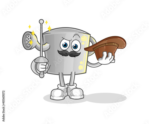 watering can fencer character. cartoon mascot vector