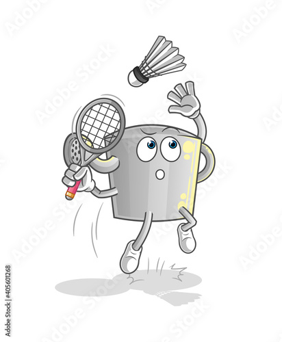 watering can smash at badminton cartoon. cartoon mascot vector