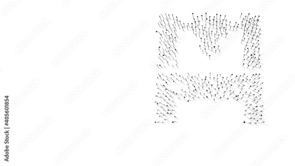 3d rendering of nails in shape of symbol of 3d printer with shadows isolated on white background 3d rendering of nails in shape of symbol of 3d printer with shadows isolated on white background