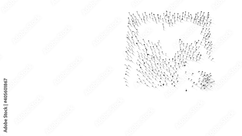 3d rendering of nails in shape of symbol of 3d printer with shadows isolated on white background 3d rendering of nails in shape of symbol of 3d printer with shadows isolated on white background