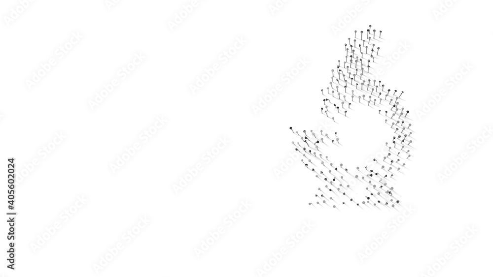 3d rendering of nails in shape of symbol of vintage microscope with shadows isolated on white background 3d rendering of nails in shape of symbol of vintage microscope with shadows isolated on white background