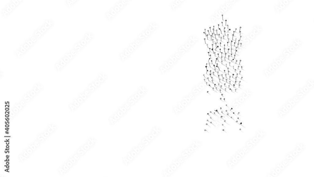 Obraz premium 3d rendering of nails in shape of symbol of vintage mannequin with shadows isolated on white background