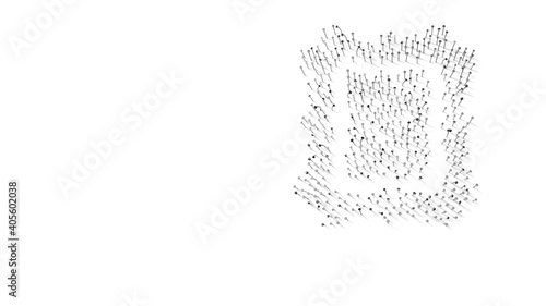 3d rendering of nails in shape of symbol of vintage frame with shadows isolated on white background