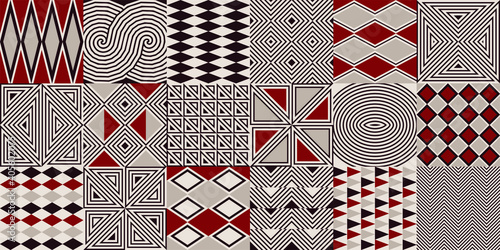Abstract African ethno square pattern, tribal background. The pattern can be used for wallpaper, web page background, and other. Bright vector texture of tribes