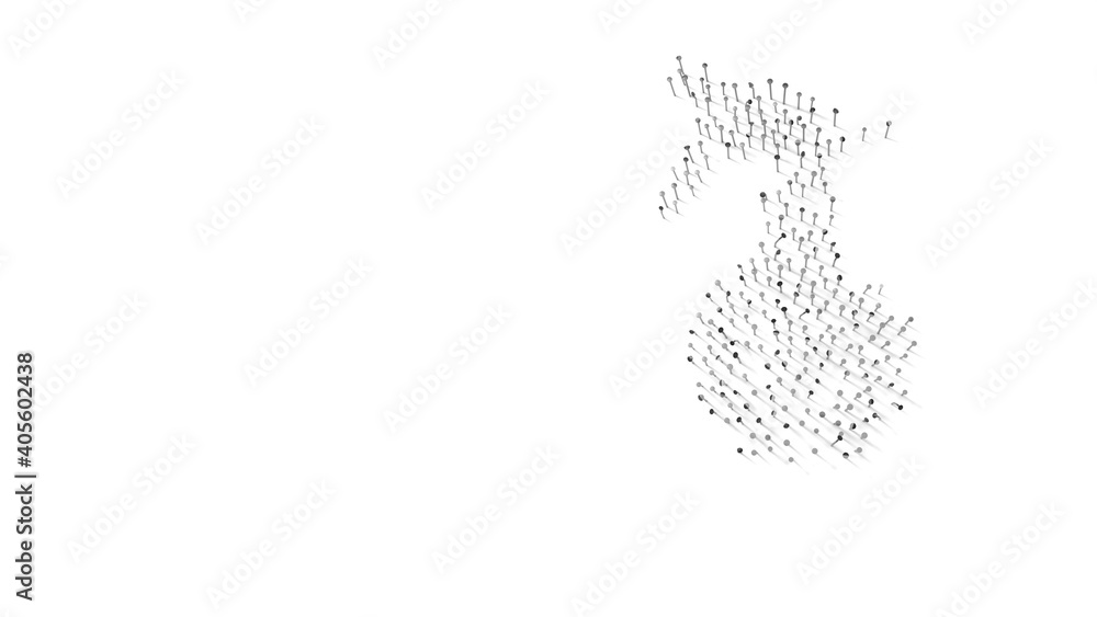 3d rendering of nails in shape of symbol of spray bottle with shadows isolated on white background 3d rendering of nails in shape of symbol of spray bottle with shadows isolated on white background