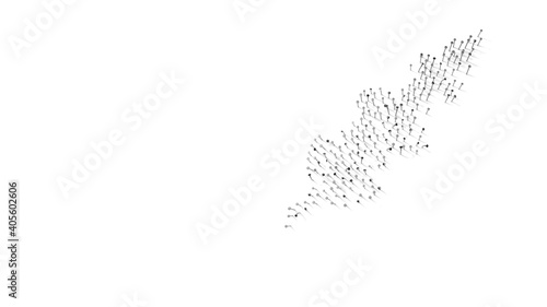 3d rendering of nails in shape of symbol of skewer with shadows isolated on white background