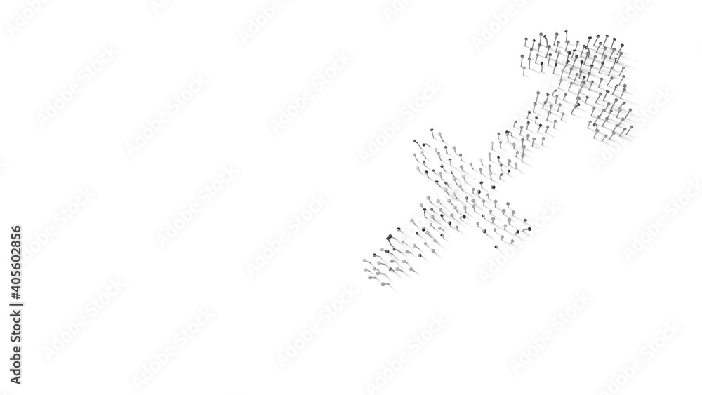 3d rendering of nails in shape of symbol of Sagittarius zodiac with shadows isolated on white background 3d rendering of nails in shape of symbol of Sagittarius zodiac with shadows isolated on white background