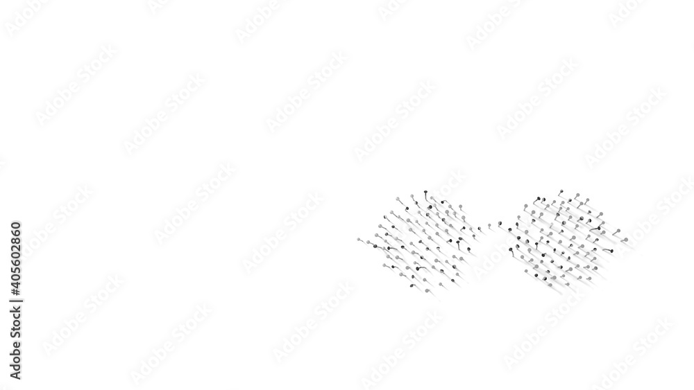 3d rendering of nails in shape of symbol of round glasses with shadows isolated on white background 3d rendering of nails in shape of symbol of round glasses with shadows isolated on white background
