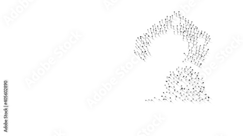 3d rendering of nails in shape of symbol of robot arm with shadows isolated on white background