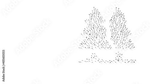 3d rendering of nails in shape of symbol of pine with shadows isolated on white background