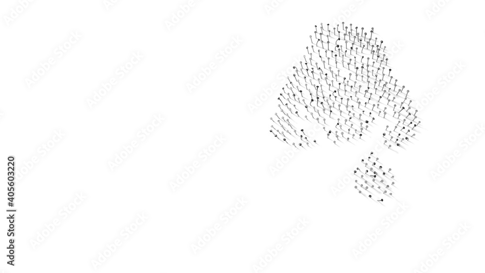3d rendering of nails in shape of symbol of nose with shadows isolated on white background 3d rendering of nails in shape of symbol of nose with shadows isolated on white background