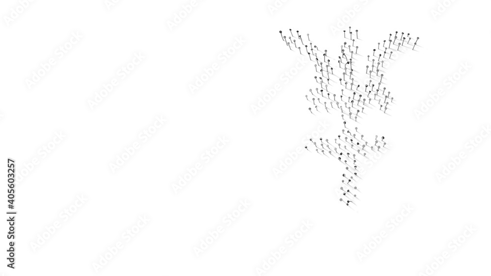 3d rendering of nails in shape of symbol of Neptune symbol with shadows isolated on white background 3d rendering of nails in shape of symbol of Neptune symbol with shadows isolated on white background