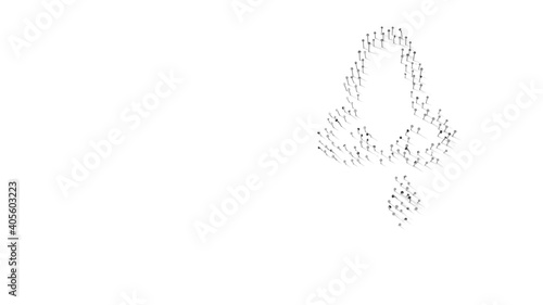 3d rendering of nails in shape of symbol of nose with shadows isolated on white background