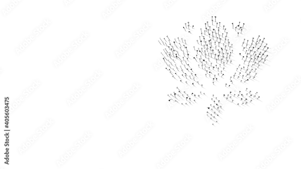 3d rendering of nails in shape of symbol of lotus with shadows isolated on white background 3d rendering of nails in shape of symbol of lotus with shadows isolated on white background